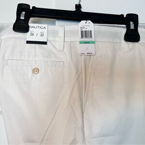 Nautica Men's White Flat-Front Dress Pants